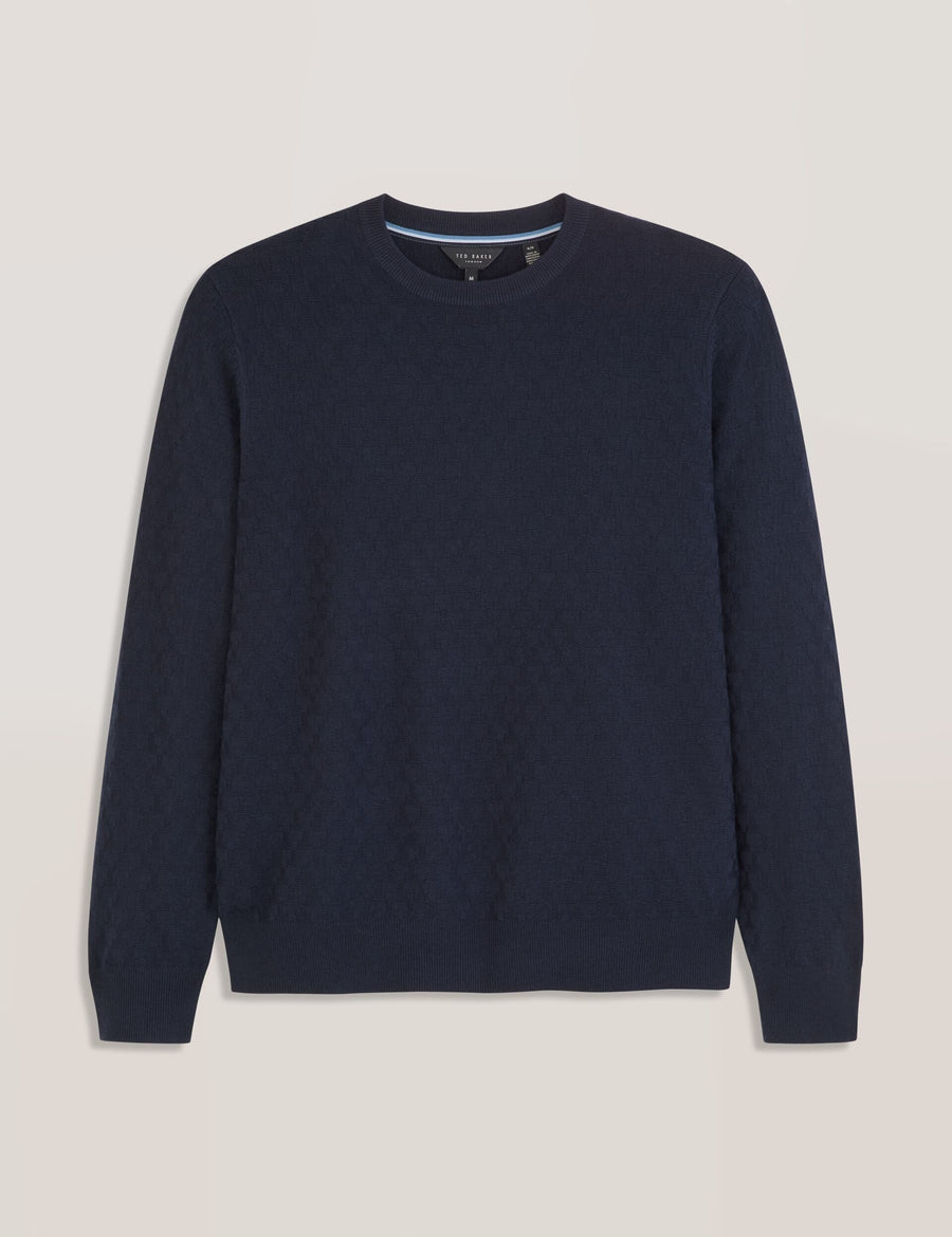 T STITCH LONG SLEEVE CREW NECK SWEATER | NAVY