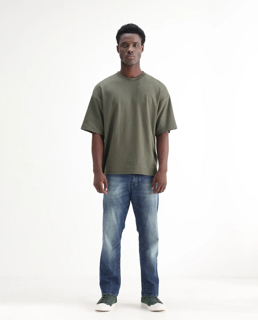 Rare Rabbit Men's Theo Light Blue Cotton Blend Plain Morris Regular Fit Jeans