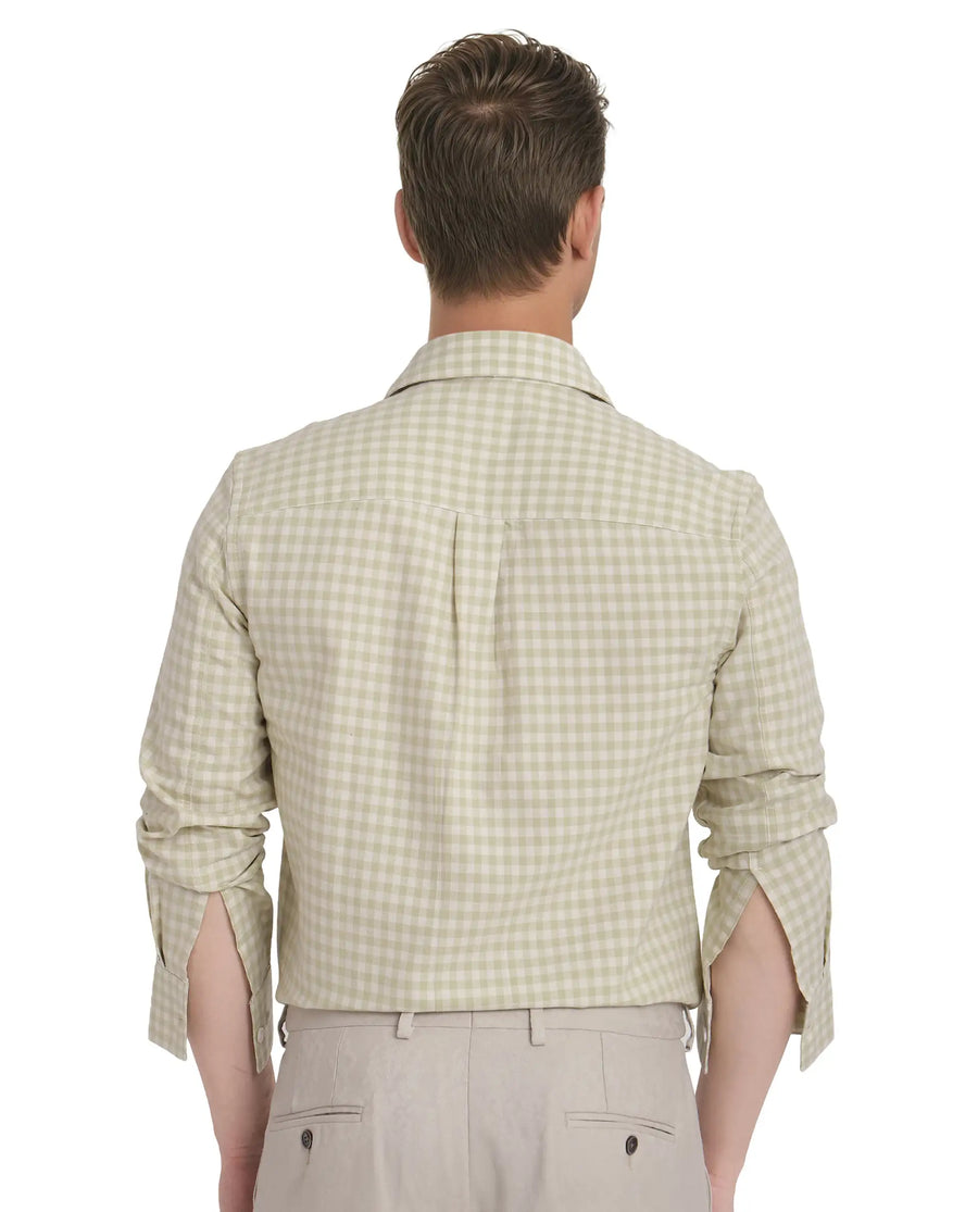 Rare Rabbit Men's Tickog Pastel Green Cotton Checked Print Regular Fit Full Sleeve Collared Shirt