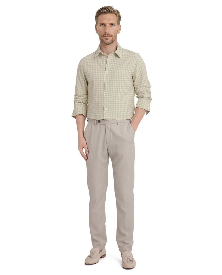 Rare Rabbit Men's Tickog Pastel Green Cotton Checked Print Regular Fit Full Sleeve Collared Shirt