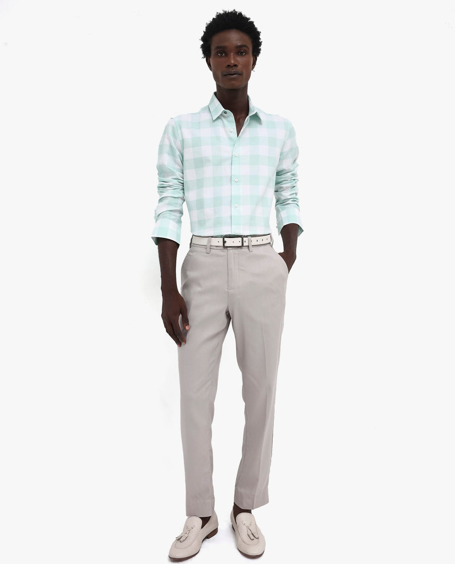 Rare Rabbit Men's Tinker Dark Turq Cotton Checked Print Regular Fit Full Sleeve Collared Shirt