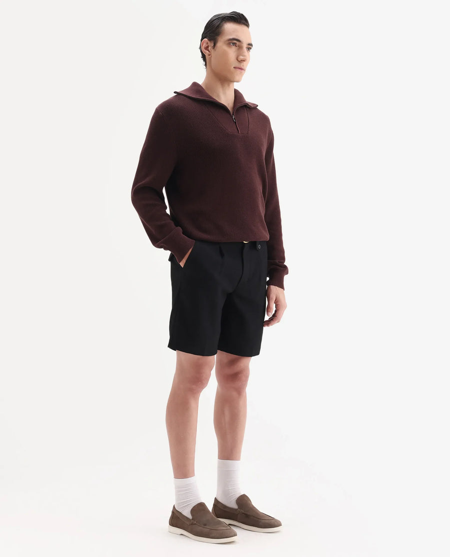 Rare Rabbit Men Tocki Black Polyester Blend Fabric Button Closure Plain Shorts