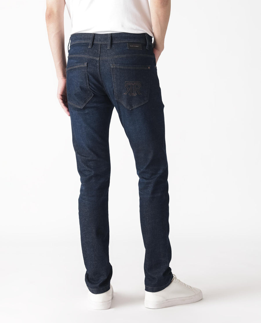 Rare Rabbit Men's Toledo Navy Cotton Plain Hawk Slim Fit Jeans