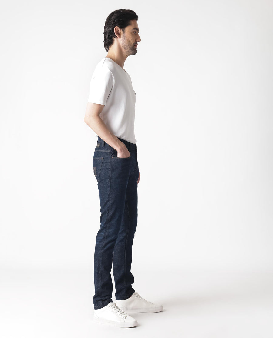 Rare Rabbit Men's Toledo Navy Cotton Plain Hawk Slim Fit Jeans