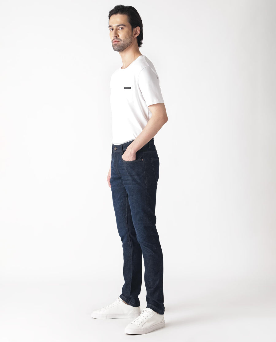 Rare Rabbit Men's Toledo Navy Cotton Plain Hawk Slim Fit Jeans