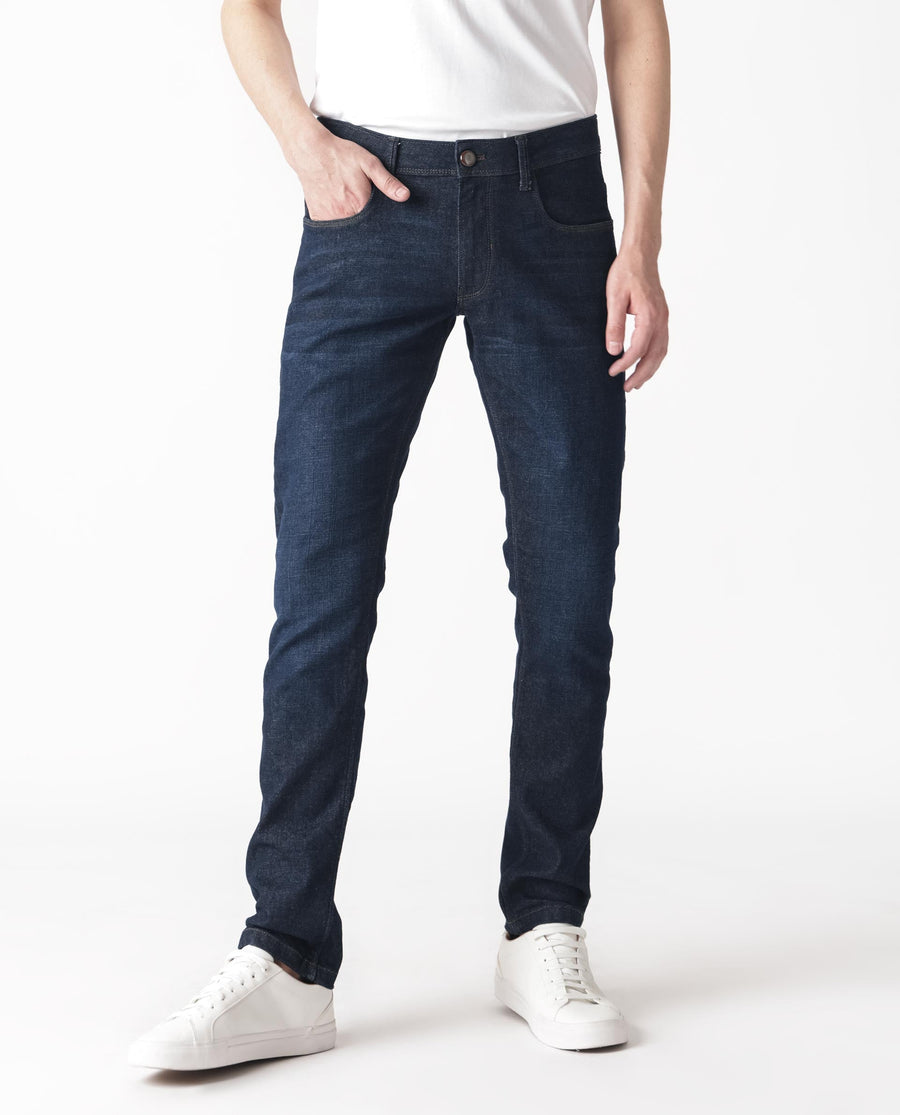 Rare Rabbit Men's Toledo Navy Cotton Plain Hawk Slim Fit Jeans