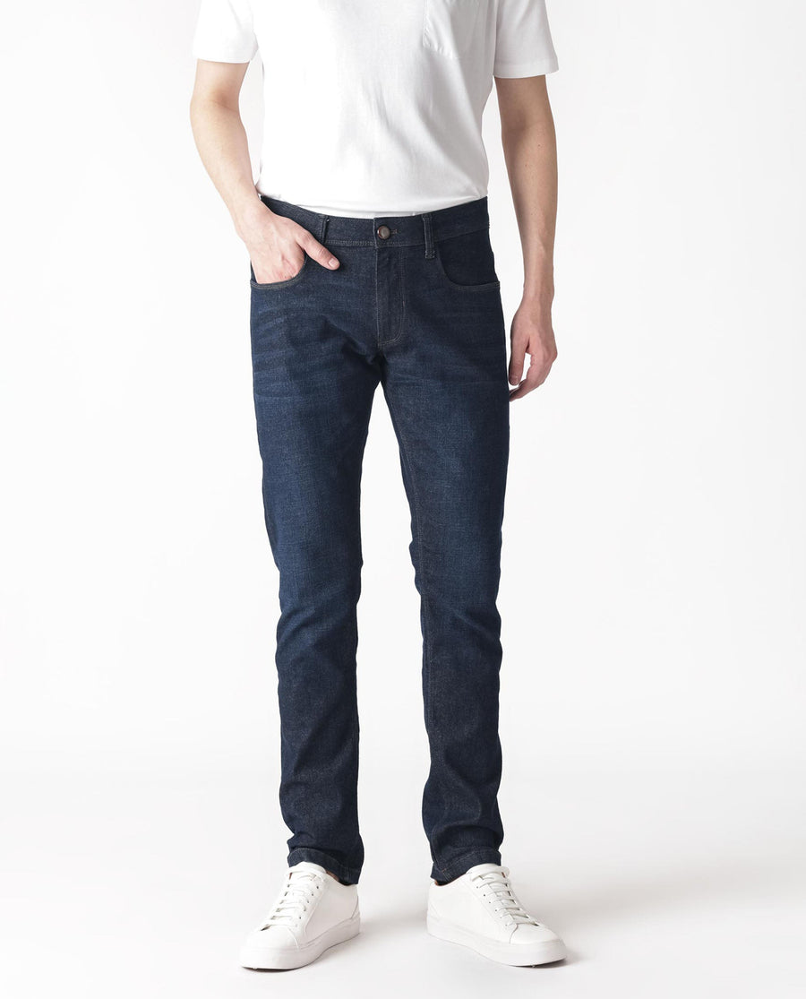 Rare Rabbit Men's Toledo Navy Cotton Plain Hawk Slim Fit Jeans
