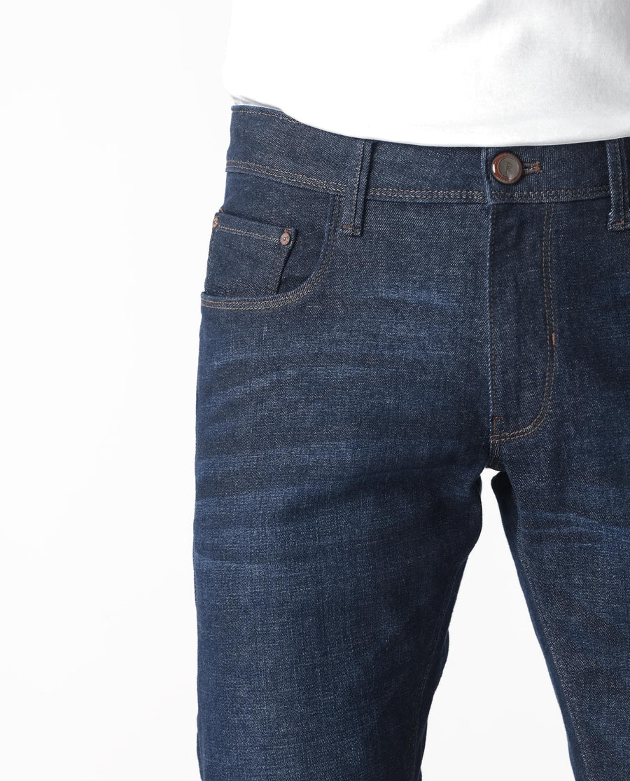 Rare Rabbit Men's Toledo Navy Cotton Plain Hawk Slim Fit Jeans