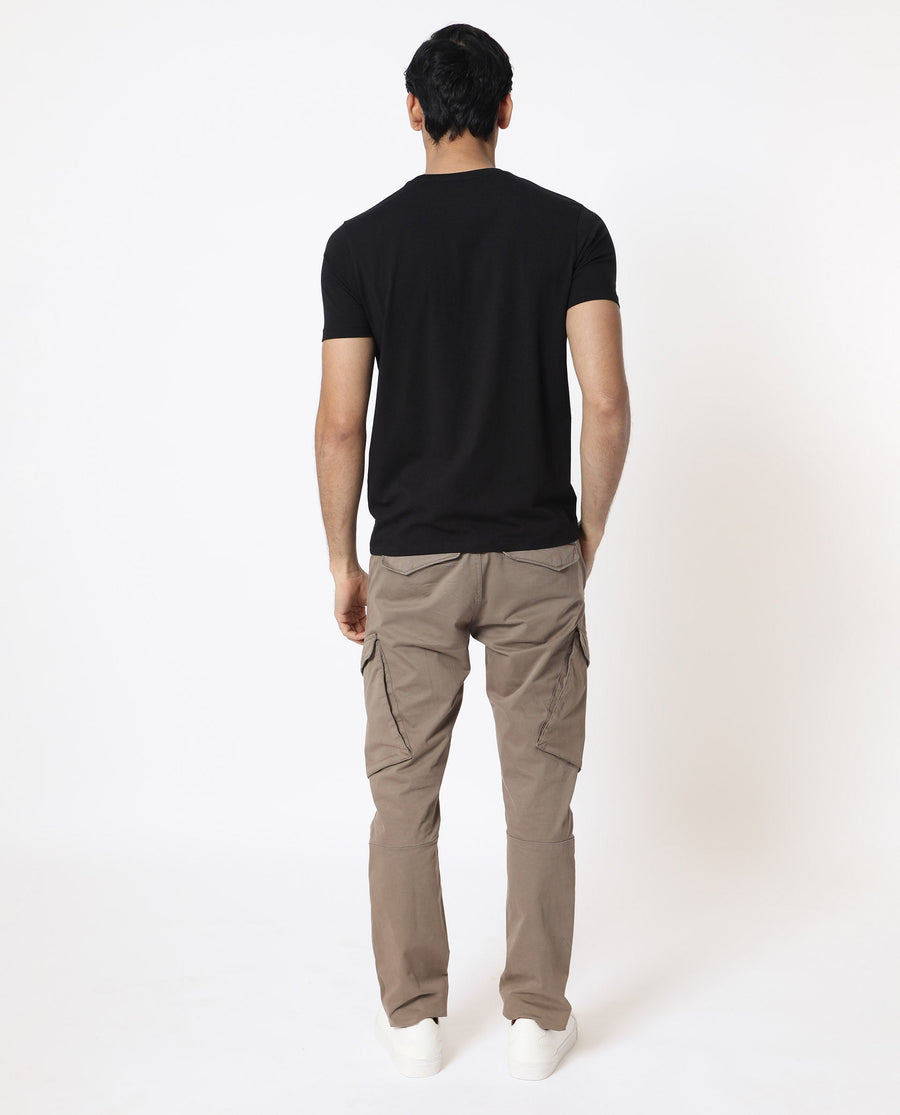 Rare Rabbit Men's Tona Black Velvet Plain Slim Fit Half Sleeve Crew Neck T-Shirt