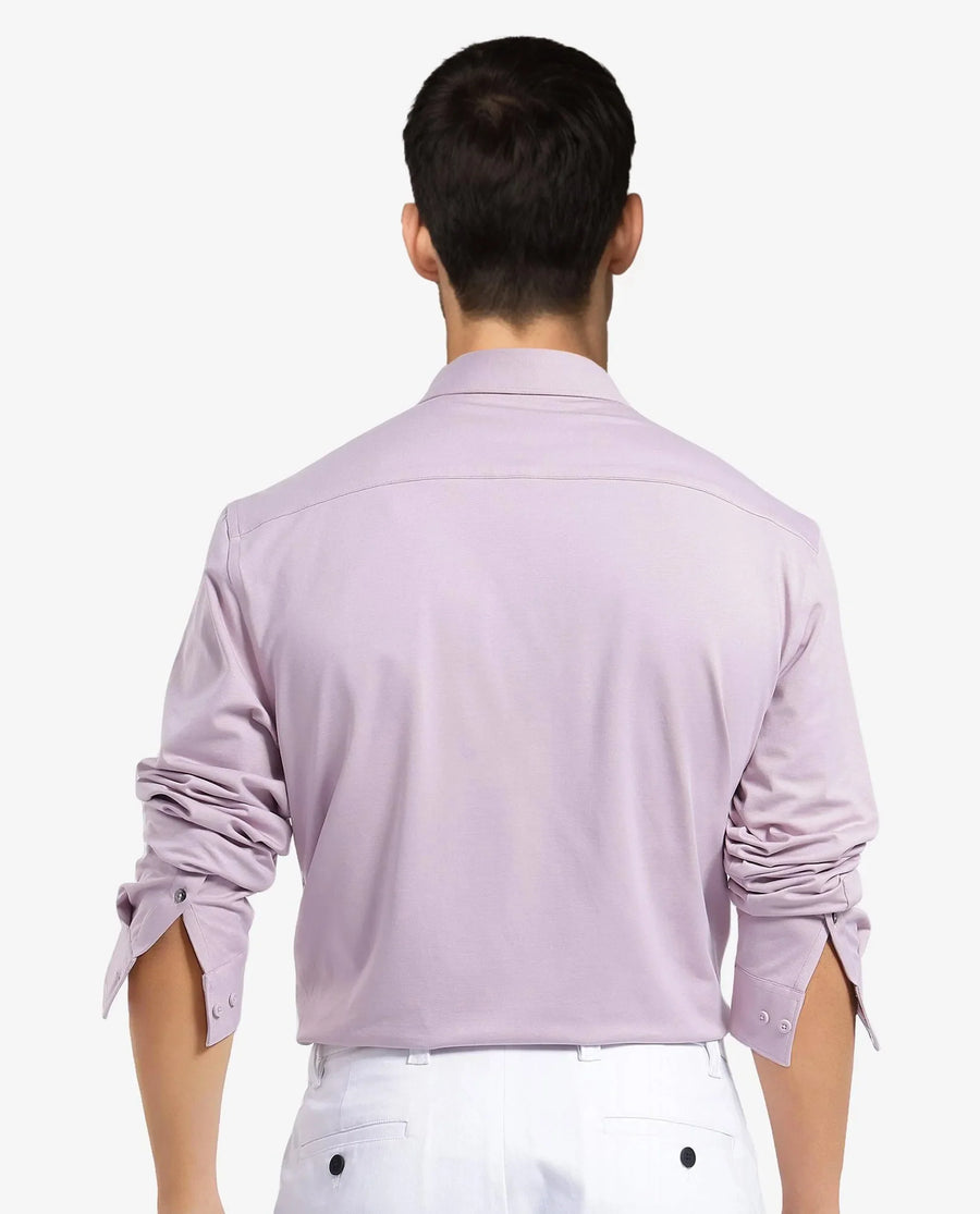 Rare Rabbit Men's Tour Pastel Pink Cotton Blend Plain Regular Fit Full Sleeve Collared Shirt