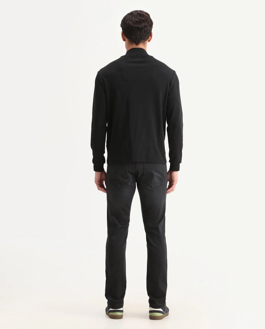 Rare Rabbit Men's Tours-1 Dark Grey Cotton Blend Fabric Hawk Slim Plain Jeans