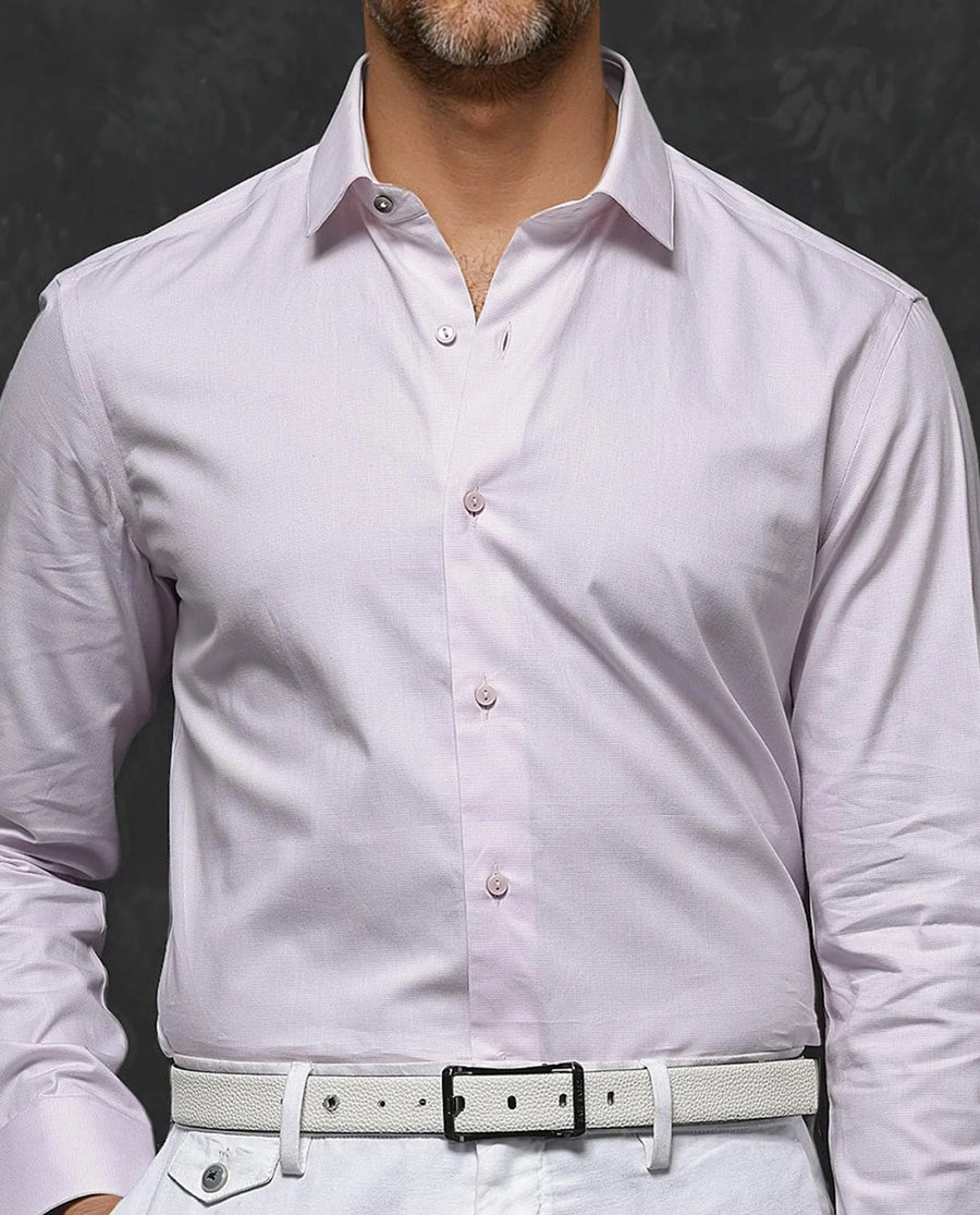 Rare Rabbit Men's Traf Pastel Pink Cotton Plain Regular Fit Full Sleeve Collared Shirt
