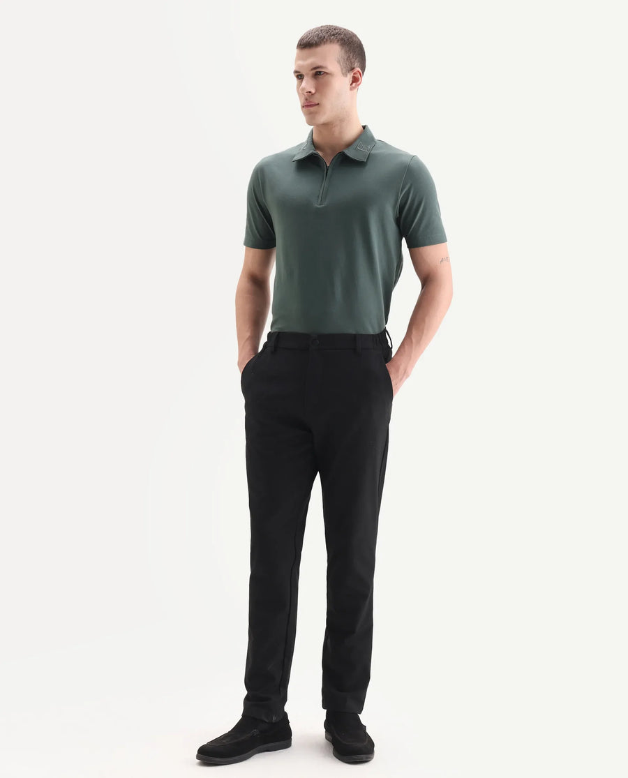 Rare Rabbit Men's Travel 26 Black Polyester Blend Plain Regular Fit Trouser