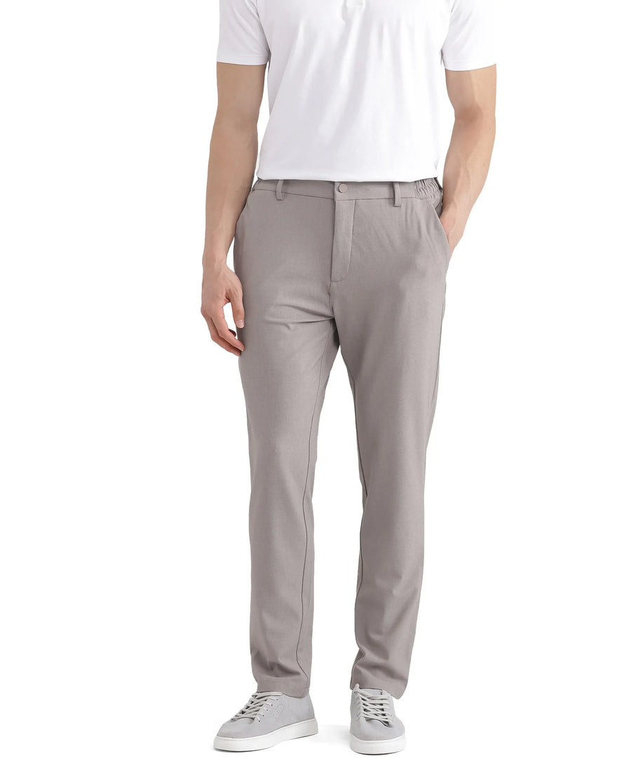 Rare Rabbit Men's Travel-26 Dark Beige Polyester Blend Plain Regular Fit Trouser
