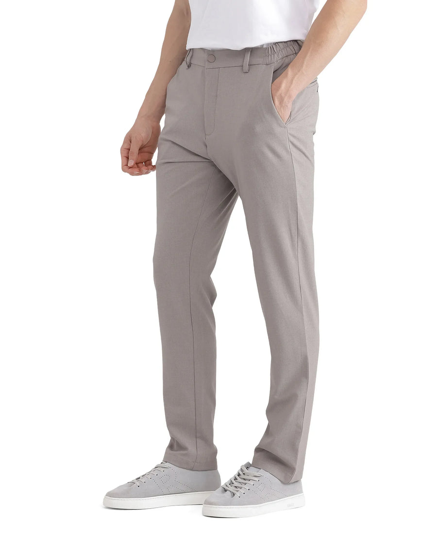 Rare Rabbit Men's Travel-26 Dark Beige Polyester Blend Plain Regular Fit Trouser