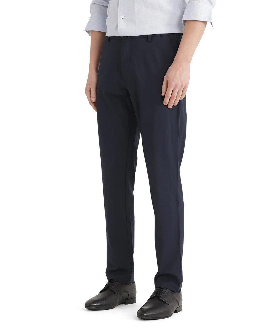 Rare Rabbit Men's Travel 26 Navy Polyester Blend Plain Regular Fit Trouser