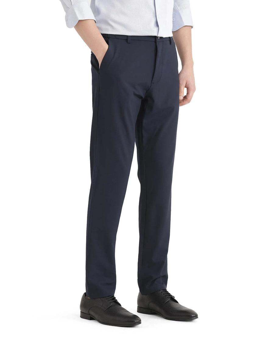 Rare Rabbit Men's Travel 26 Navy Polyester Blend Plain Regular Fit Trouser