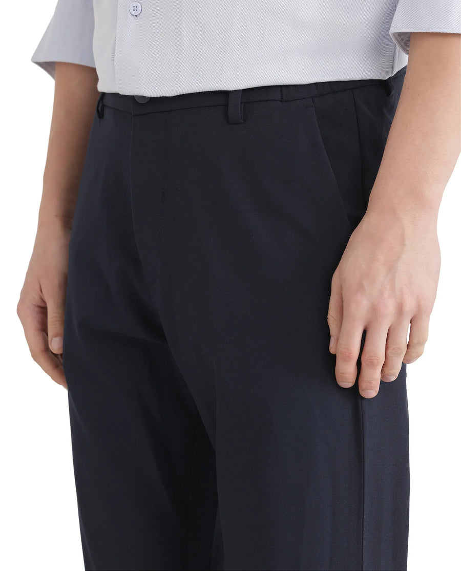 Rare Rabbit Men's Travel 26 Navy Polyester Blend Plain Regular Fit Trouser