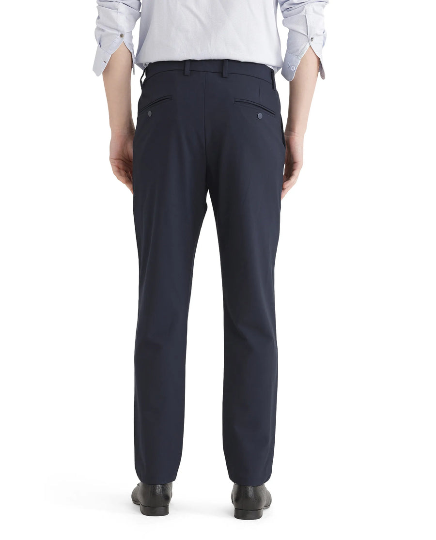 Rare Rabbit Men's Travel 26 Navy Polyester Blend Plain Regular Fit Trouser