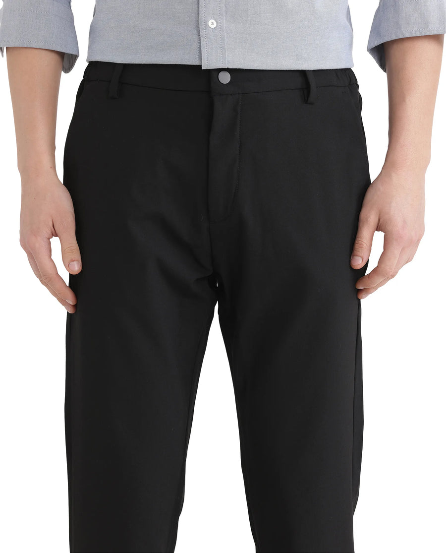 Rare Rabbit Men's Travel Uni Black Polyester Blend Plain Regular Fit Trouser