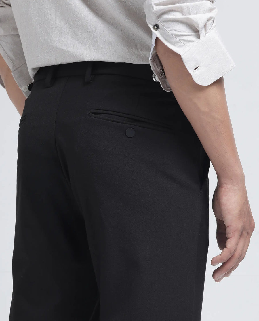 Rare Rabbit Men's Travel-26R Dark Brown Polyester Blend Plain Regular Fit Trouser