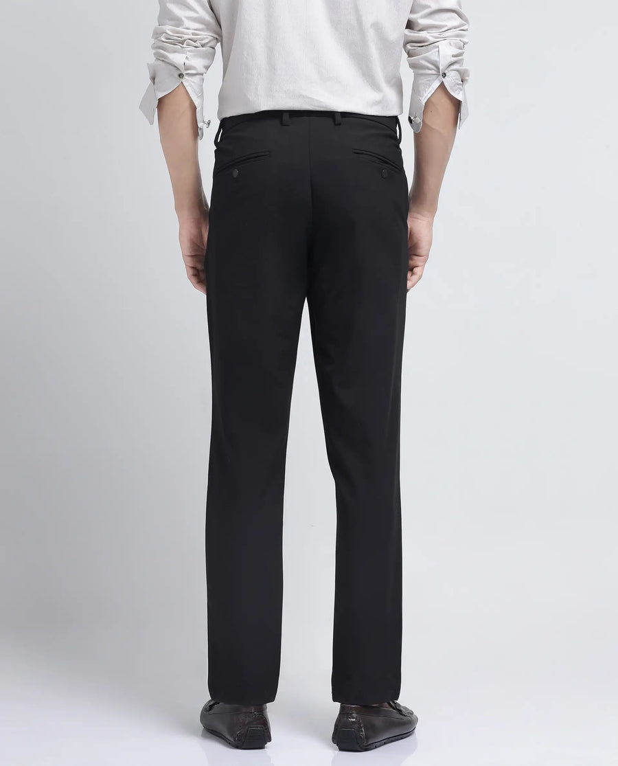 Rare Rabbit Men's Travel-26R Dark Brown Polyester Blend Plain Regular Fit Trouser