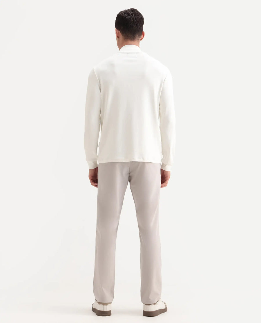 Rare Rabbit Men's Travel-26R Light Beige Polyester Blend Plain Regular Fit Trouser