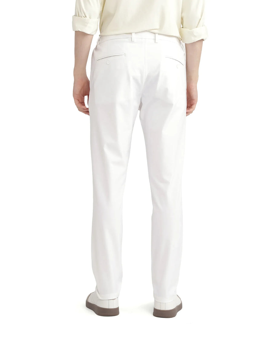 Rare Rabbit Men's Travel-26 White Polyester Blend Plain Regular Fit Trouser