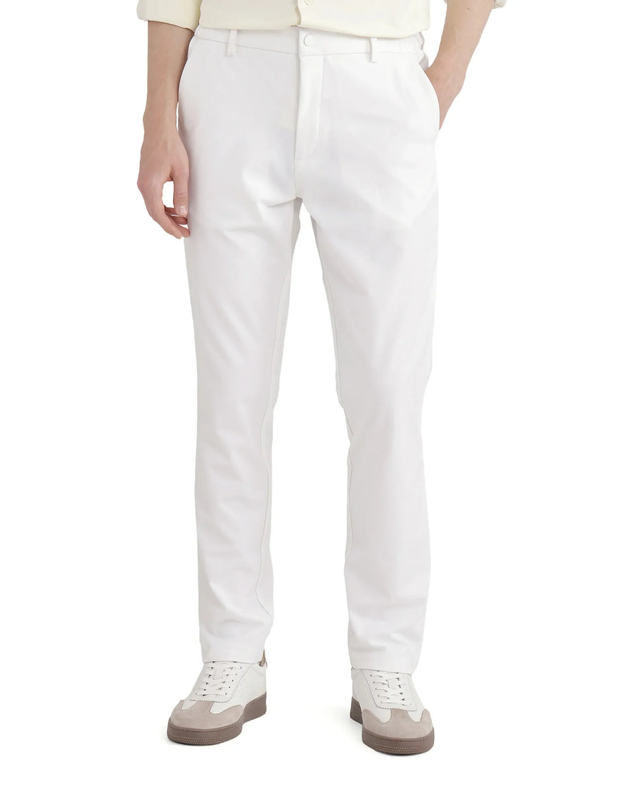 Rare Rabbit Men's Travel-26 White Polyester Blend Plain Regular Fit Trouser