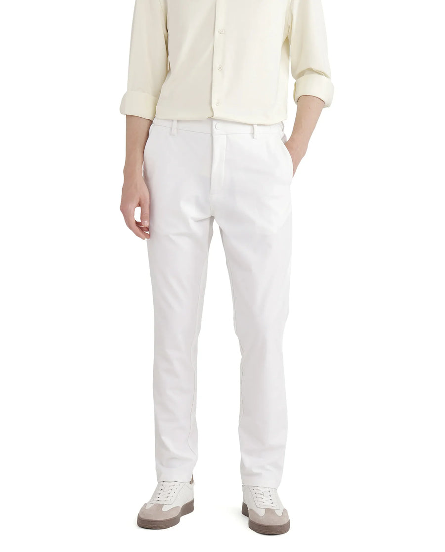 Rare Rabbit Men's Travel-26 White Polyester Blend Plain Regular Fit Trouser