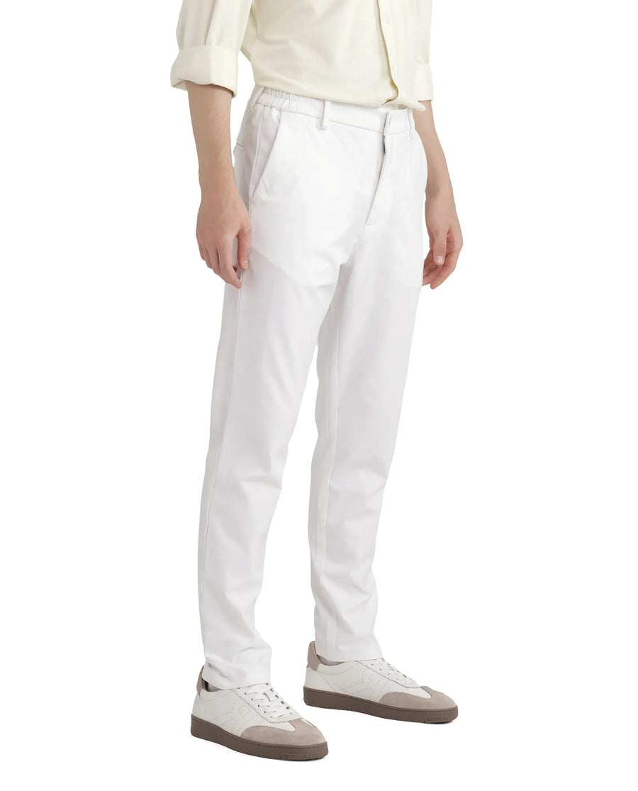 Rare Rabbit Men's Travel-26 White Polyester Blend Plain Regular Fit Trouser