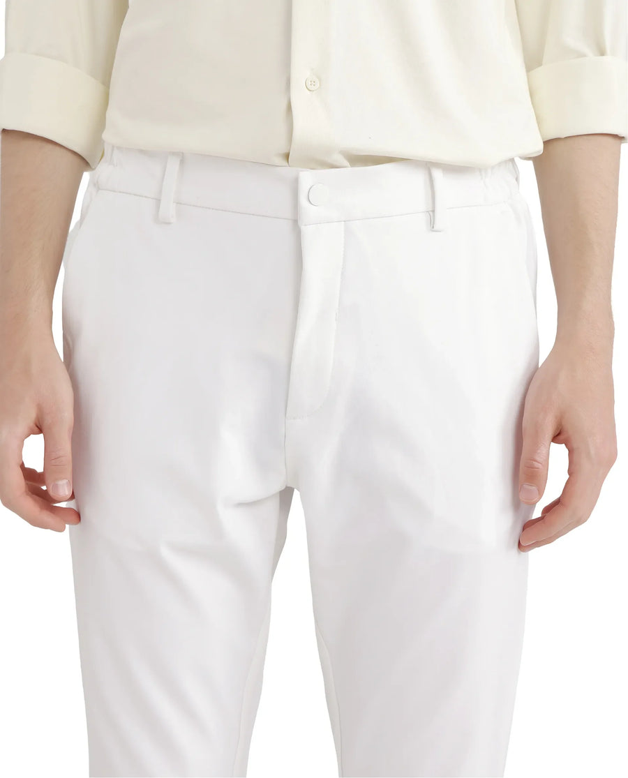 Rare Rabbit Men's Travel-26 White Polyester Blend Plain Regular Fit Trouser