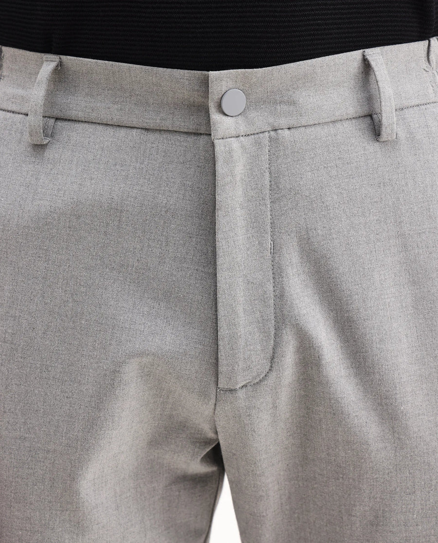 Rare Rabbit Men's Travel-Aw25 Light Grey Polyester Blend Plain Regular Fit Trouser