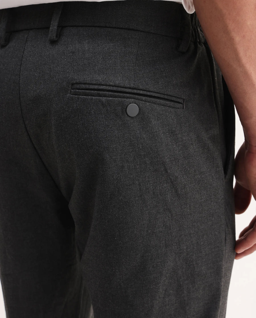 Rare Rabbit Men's Travel-Aw25 Dark Grey Polyester Blend Plain Regular Fit Trouser