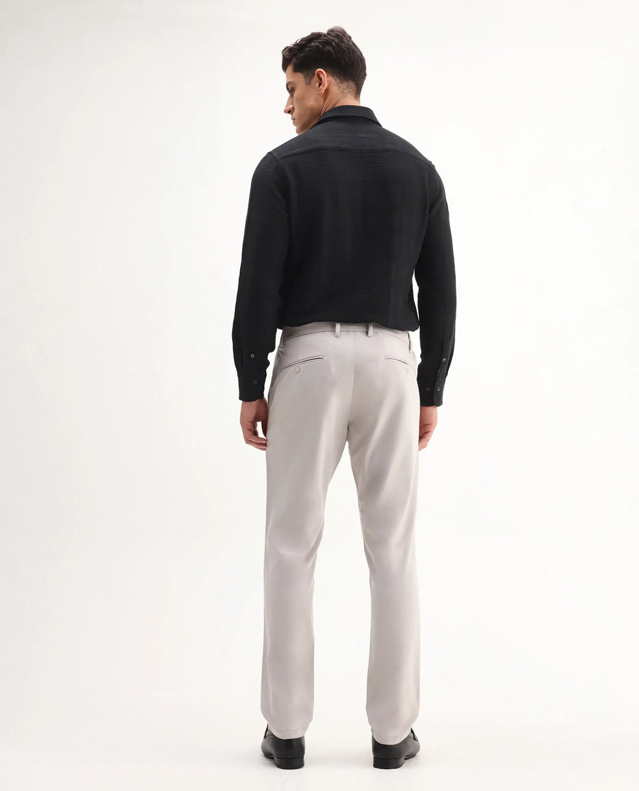 Rare Rabbit Men's Travel-Aw25 Light Beige Polyester Blend Plain Regular Fit Trouser