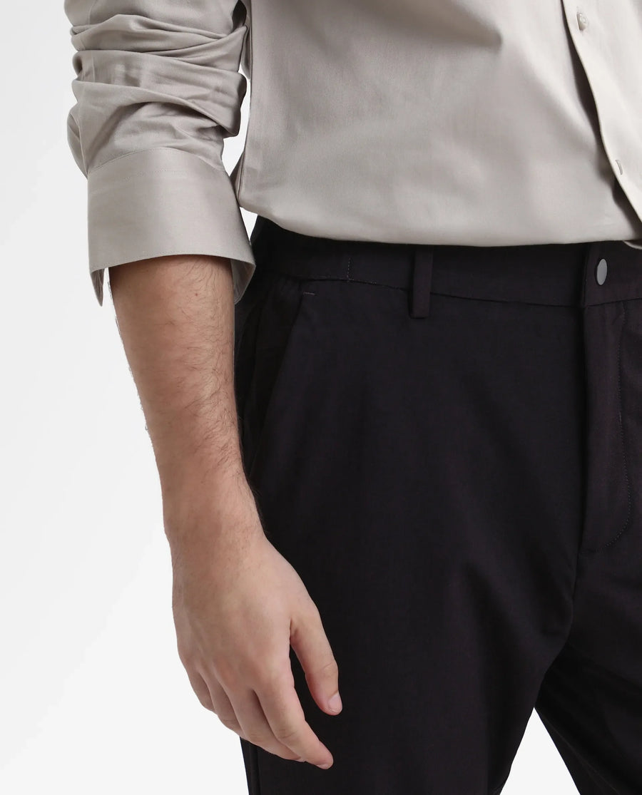 Rare Rabbit Men's Travel-Stk Maroon Polyester Blend Plain Regular Fit Trouser
