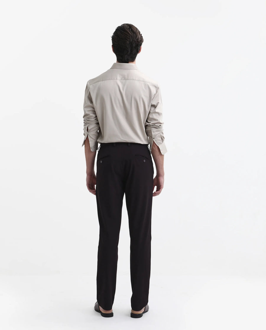 Rare Rabbit Men's Travel-Stk Maroon Polyester Blend Plain Regular Fit Trouser