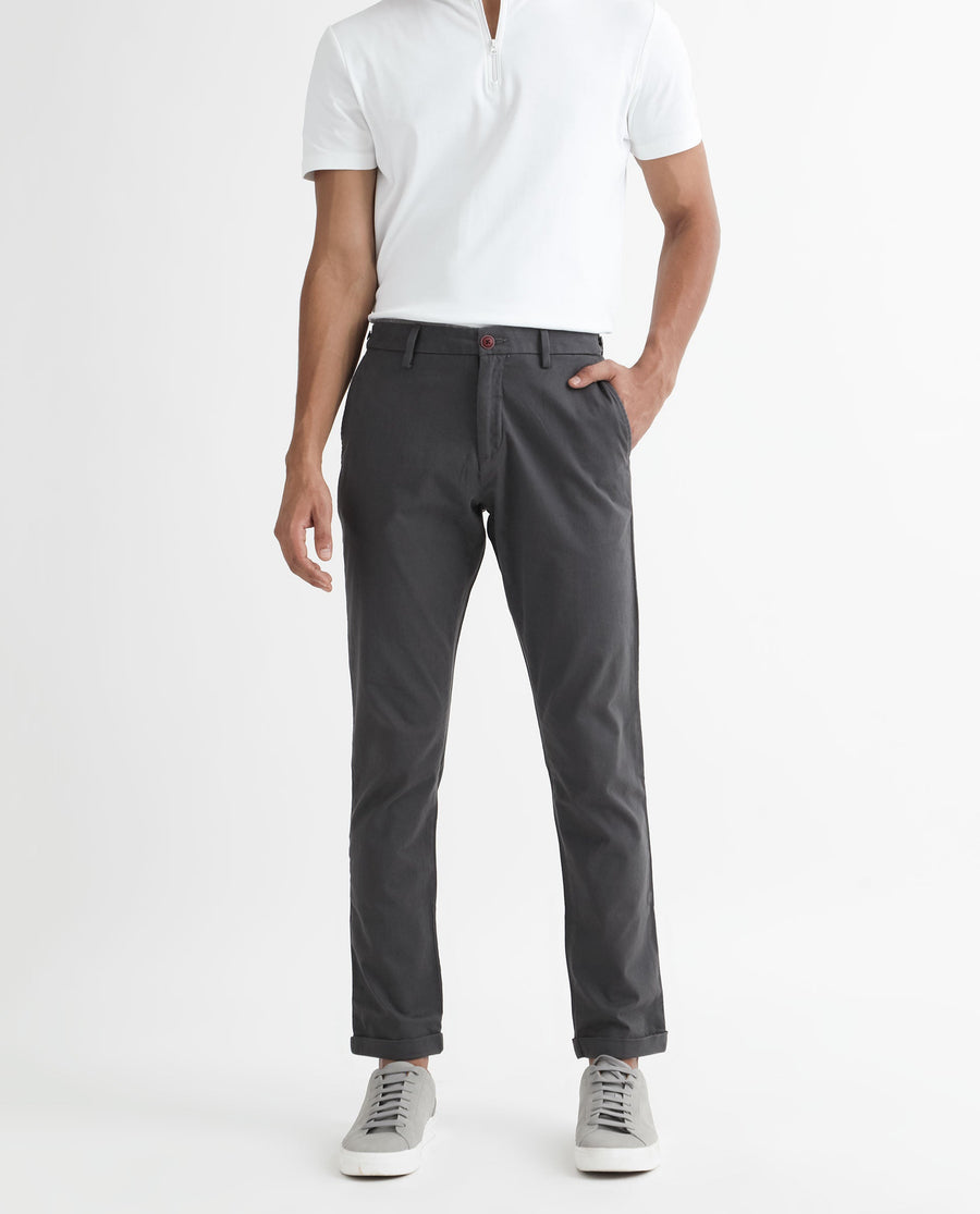 Rare Rabbit Men's Trews-1 Grey Cotton Plain Regular Fit Trouser