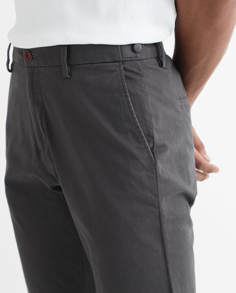 Rare Rabbit Men's Trews-1 Grey Cotton Plain Regular Fit Trouser