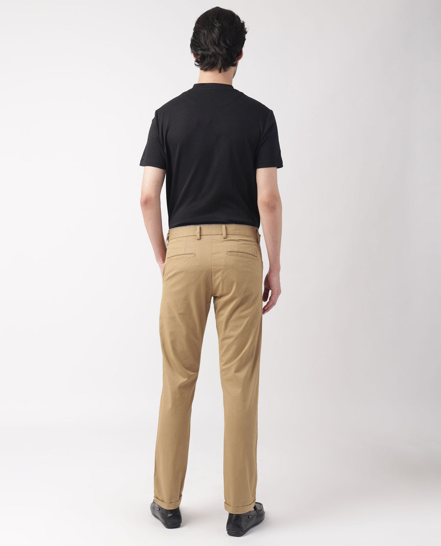 Rare Rabbit Men's Trews-1 Khaki Cotton Plain Regular Fit Trouser