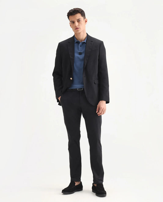 Rare Rabbit Men's Trews-22 Black Cotton Plain Regular Fit Trouser