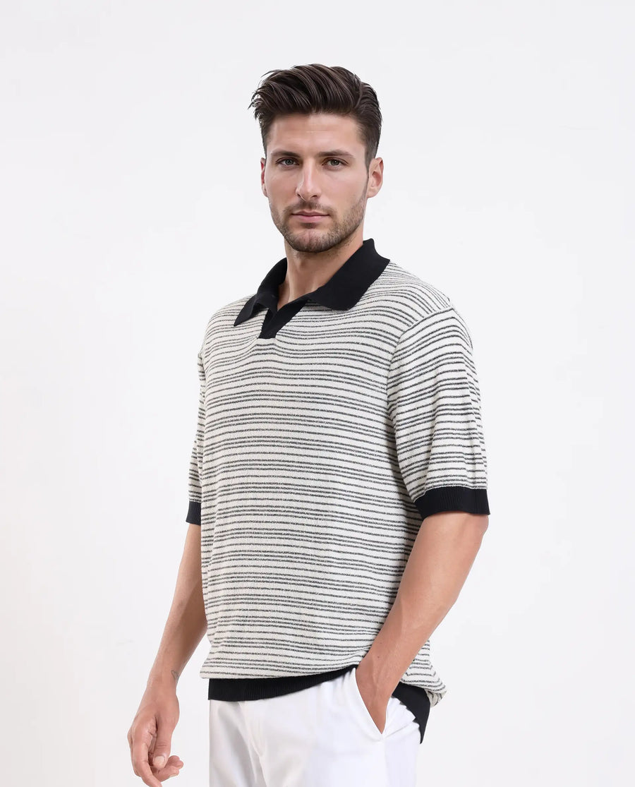 Rare Rabbit Men's Trin - Black Cotton Plain Regular Fit Half Sleeve Polo