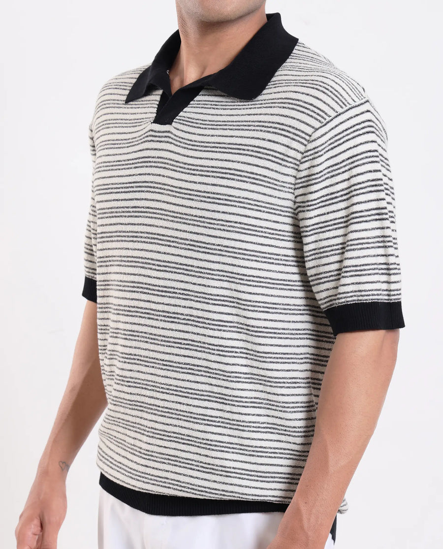 Rare Rabbit Men's Trin - Black Cotton Plain Regular Fit Half Sleeve Polo