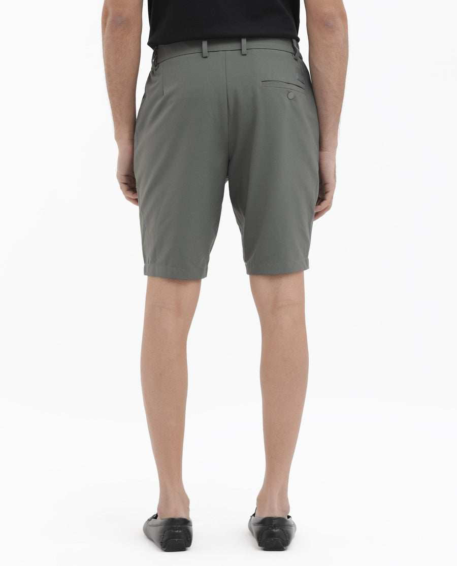 Rare Rabbit Men's Trip-1 Green Cotton Plain Regular Fit Shorts