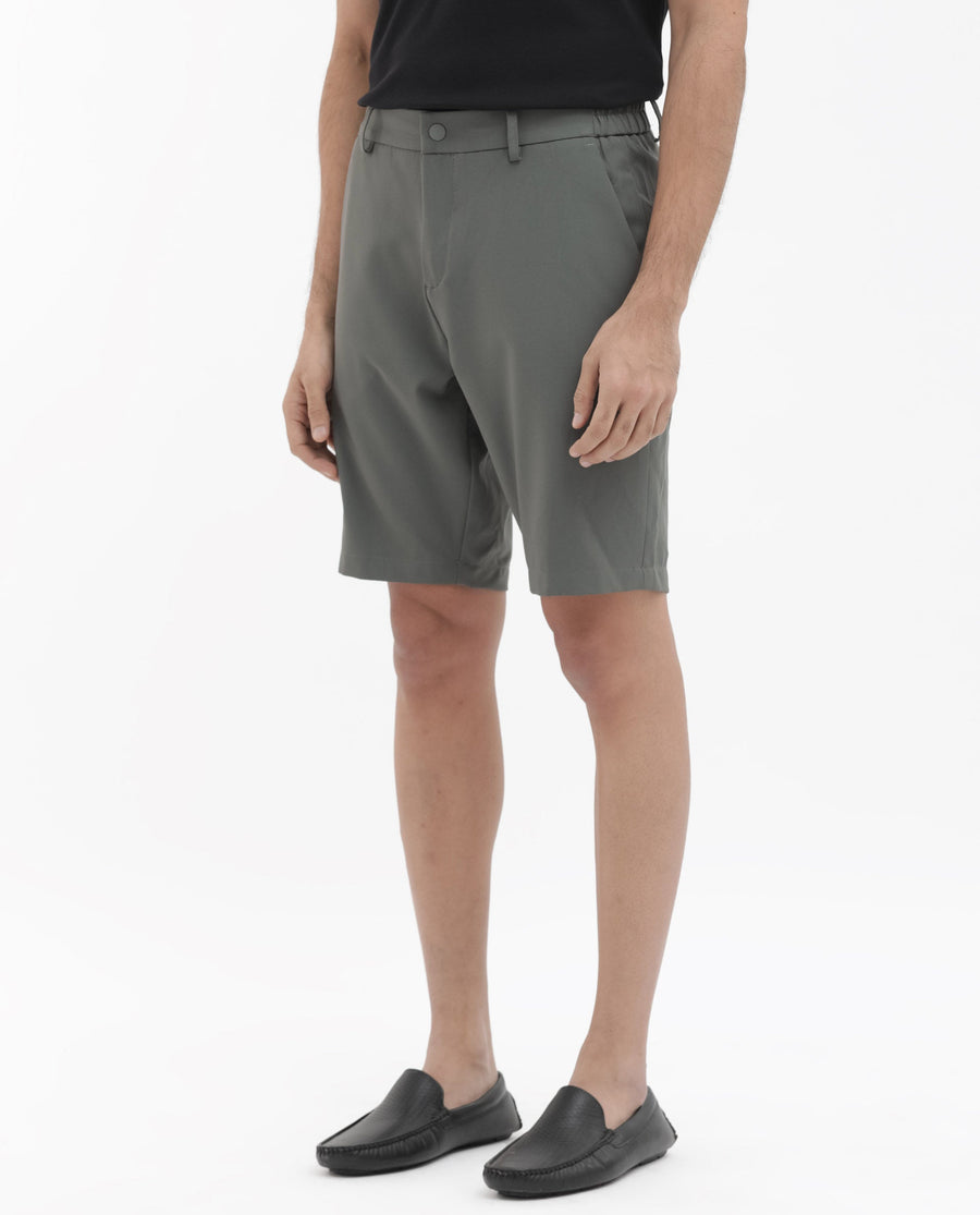 Rare Rabbit Men's Trip-1 Green Cotton Plain Regular Fit Shorts