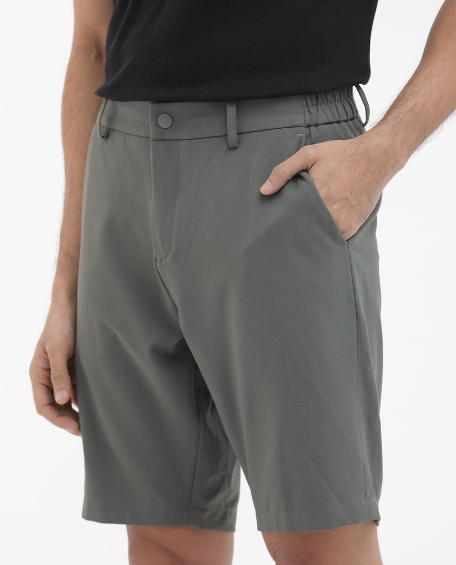 Rare Rabbit Men's Trip-1 Green Cotton Plain Regular Fit Shorts