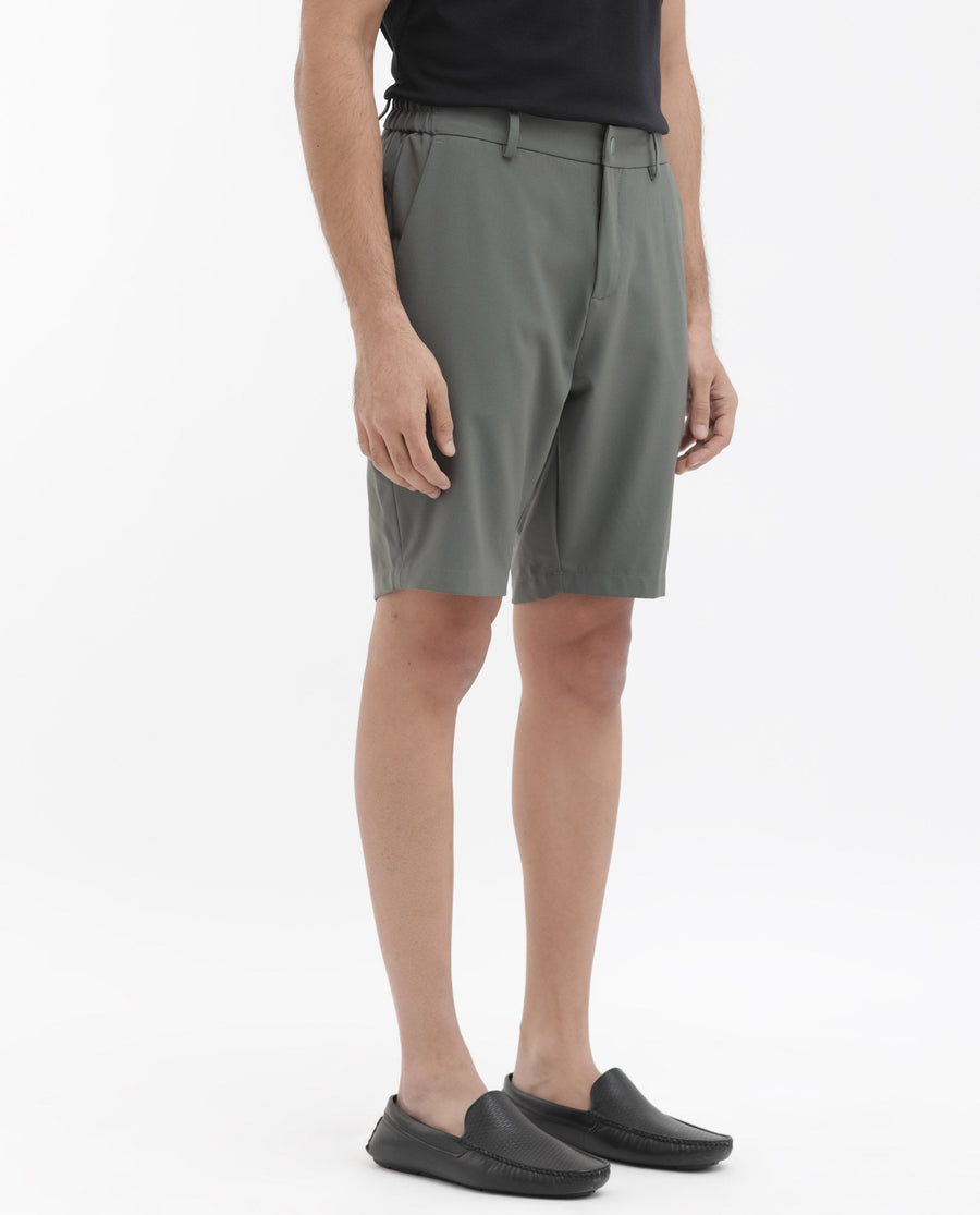 Rare Rabbit Men's Trip-1 Green Cotton Plain Regular Fit Shorts