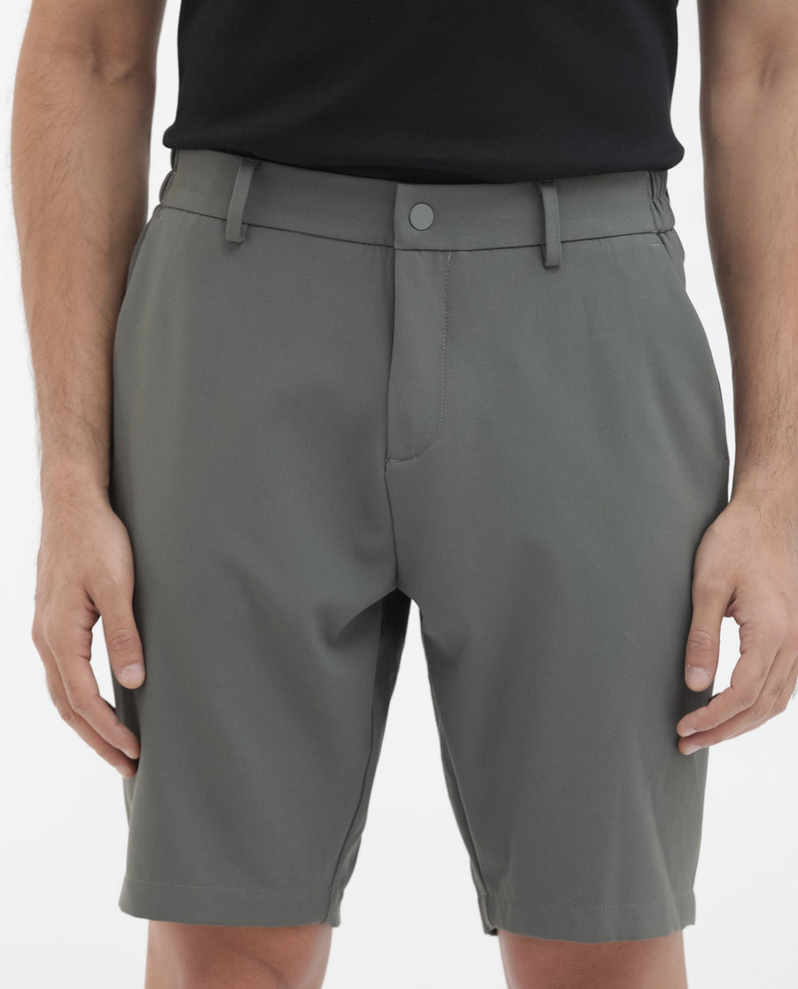 Rare Rabbit Men's Trip-1 Green Cotton Plain Regular Fit Shorts