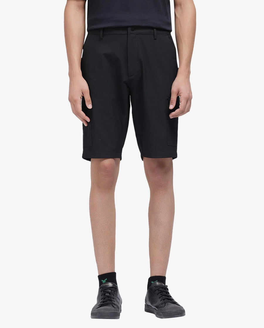 Rare Rabbit Men's Tripco Black Polyester Blend Plain Relaxed Fit Shorts