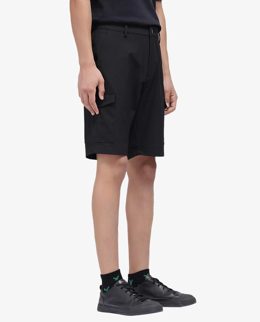 Rare Rabbit Men's Tripco Black Polyester Blend Plain Relaxed Fit Shorts
